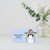 Cartoon huis schoonmaakdiensten visitekaartje (Staand voorkant)