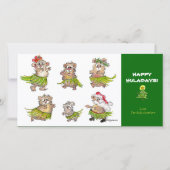 Cartoon Hula Hamsters Kerst Kaart (Voorkant)