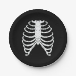 Cartoon Human Rib Cage Skelet Botten Halloween Papieren Bordje