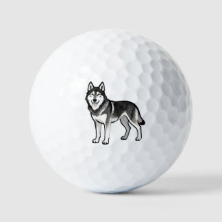 Cartoon Husky Hond Geschenk Zwart Wit Siberisch Golfballen