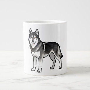 Cartoon Husky Hond Geschenk Zwart Wit Siberisch Grote Koffiekop