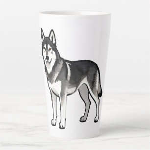 Cartoon Husky Hond Geschenk Zwart Wit Siberisch Latte Mok