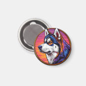 Cartoon Husky Hond Magneet (Voorkant / Achterkant)