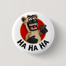 Cartoon Hyena Animal Button