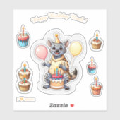 Cartoon hyena - Happy Birthday Gepersonaliseerd Sticker (Vel)