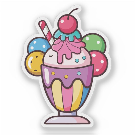 Cartoon Ice Cream Sticker (Voorkant)