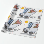 Cartoon Ice Cream Truck Fun Zomer Dessert Cadeaupapier (Uitgerold)