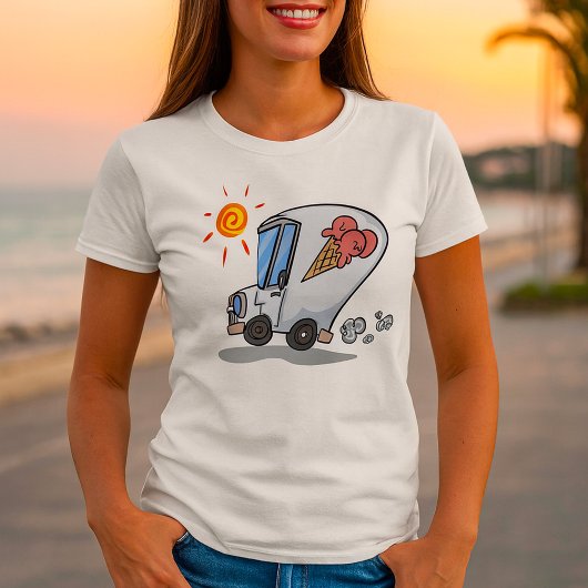Cartoon Ice Cream Truck Fun Zomer Dessert T-shirt