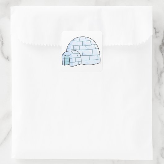 Cartoon Igloo Vierkante Sticker (Tas)