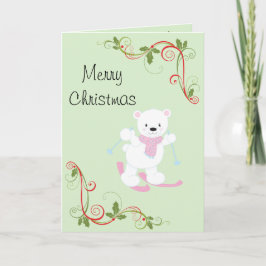 Cartoon ijsbeer met kerstkrullen feestdagen kaart