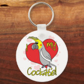 Cartoon Ik hou van mijn CockatielSleutelhanger Sleutelhanger (Voorkant)