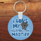 Cartoon Ik hou van mijn Neapolitan Mastiff Sleutelhanger (Voorkant)