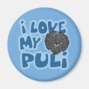 Cartoon Ik hou van mijn Puli Magneet