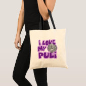 Cartoon Ik hou van mijn witte puli Tote Bag (Voorkant (product))