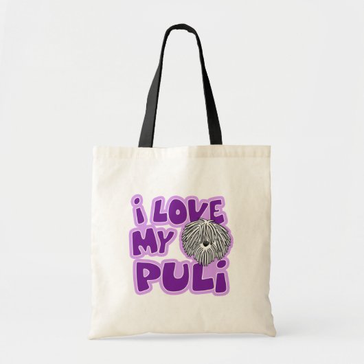 Cartoon Ik hou van mijn witte puli Tote Bag (Voorkant)