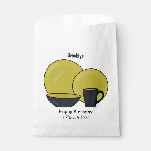 Cartoon illustratie tableware instellen bedankzakje (Voorkant)
