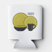 Cartoon illustratie tableware instellen blikjeskoeler (Achterkant)