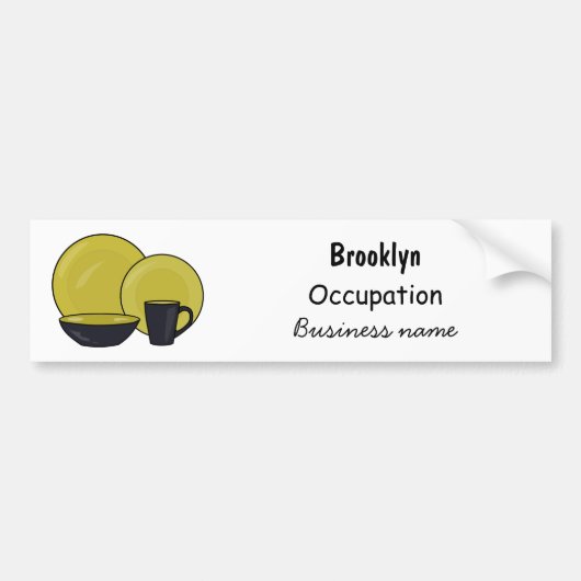 Cartoon illustratie tableware instellen bumpersticker (Voorkant)