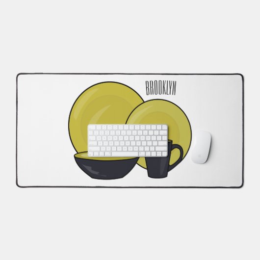 Cartoon illustratie tableware instellen bureaumat (Keyboard & Muis)