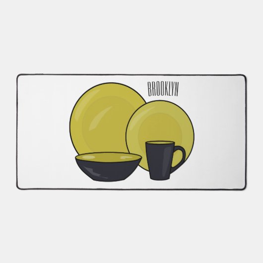 Cartoon illustratie tableware instellen bureaumat (Voorkant)