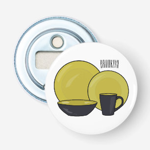 Cartoon illustratie tableware instellen button flesopener