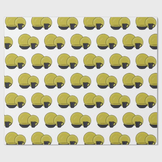 Cartoon illustratie tableware instellen cadeaupapier (Vlak)