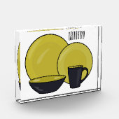 Cartoon illustratie tableware instellen fotoblokken (Links)