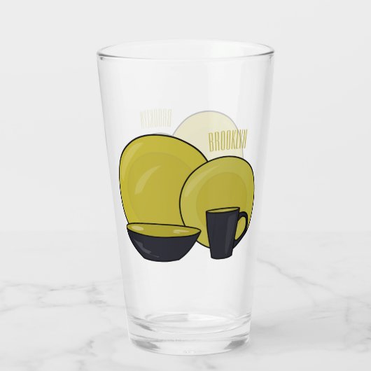 Cartoon illustratie tableware instellen glas (Achterkant)