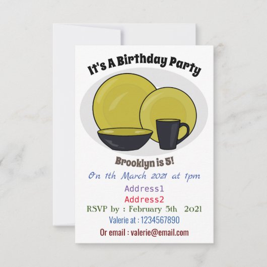 Cartoon illustratie tableware instellen kaart (Voorkant)