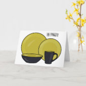 Cartoon illustratie tableware instellen kaart (Gele Bloem)