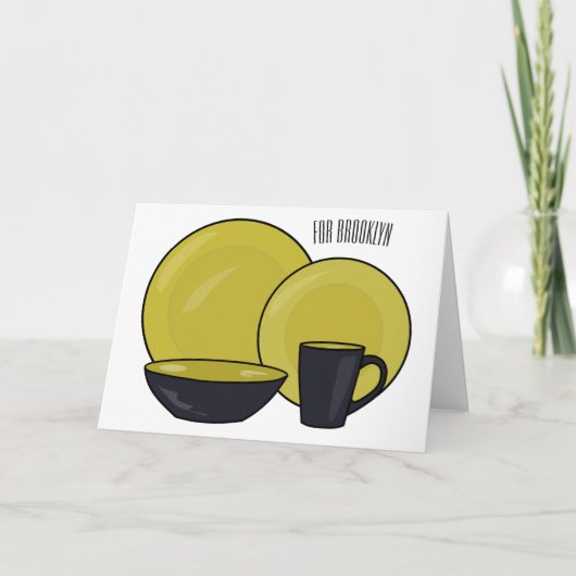 Cartoon illustratie tableware instellen kaart (Voorkant)