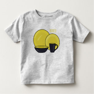 Cartoon illustratie tableware instellen kinder shirts