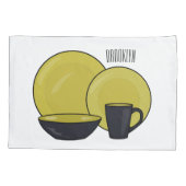 Cartoon illustratie tableware instellen kussensloop (Achterkant)