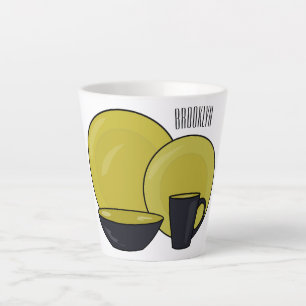Cartoon illustratie tableware instellen latte mok