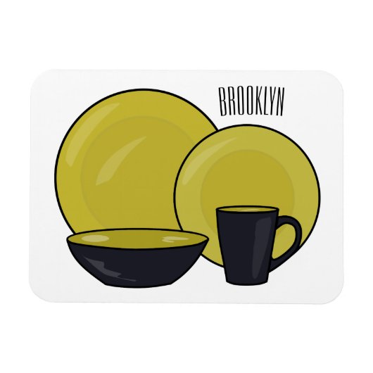 Cartoon illustratie tableware instellen magneet (Horizontaal)