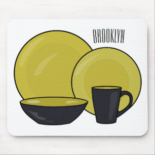 Cartoon illustratie tableware instellen muismat