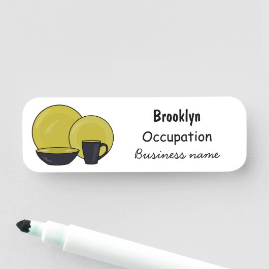 Cartoon illustratie tableware instellen naamplaatje (In situ)