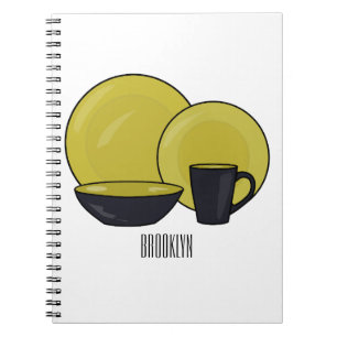 Cartoon illustratie tableware instellen notitieboek