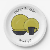 Cartoon illustratie tableware instellen papieren bordje (Voorkant)