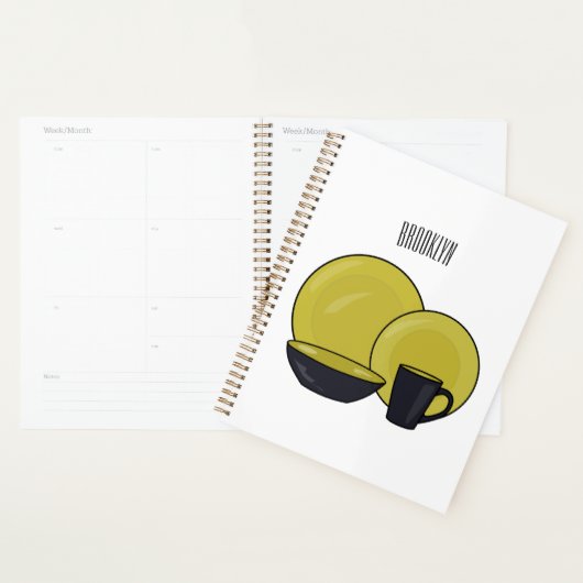 Cartoon illustratie tableware instellen planner (Display)