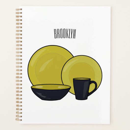 Cartoon illustratie tableware instellen planner (Voorkant)