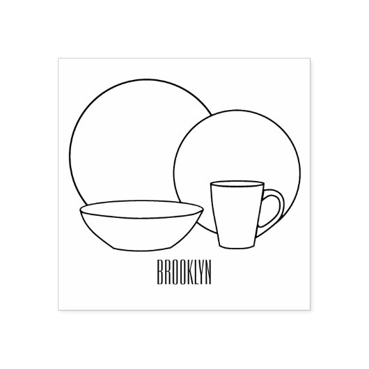 Cartoon illustratie tableware instellen rubberstempel (Afrduk)