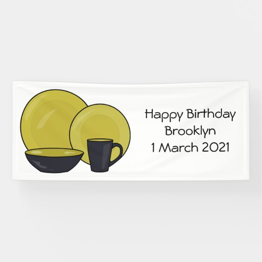 Cartoon illustratie tableware instellen spandoek (Horizontaal)