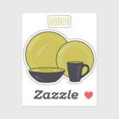 Cartoon illustratie tableware instellen sticker (Vel)