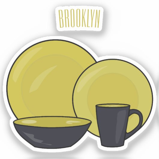 Cartoon illustratie tableware instellen sticker (Voorkant)