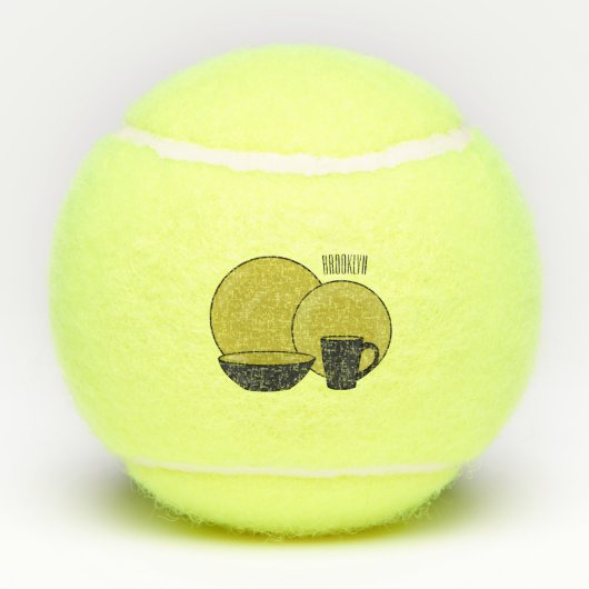Cartoon illustratie tableware instellen tennisballen (Achterkant)