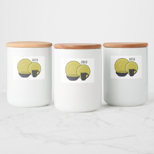 Cartoon illustratie tableware instellen voedselcontainer etiket (Flessen)