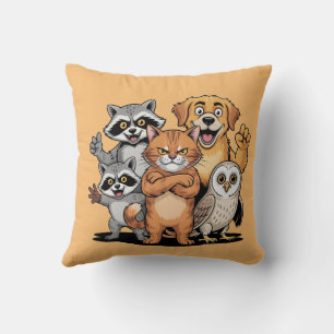 Cartoon Illustratie van Dieren Vrienden Team Kussen