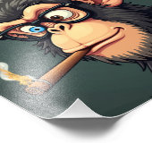 Cartoon illustratie van een grappige aap roken foto afdruk (Hoek)