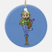 Cartoon illustratie van een mooie vrouw. keramisch ornament (Achterkant)